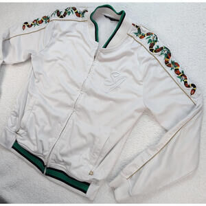 Sean John Track Jacket Mens Medium White Snake Embroidered Y2K Zip-Up Hip Hop